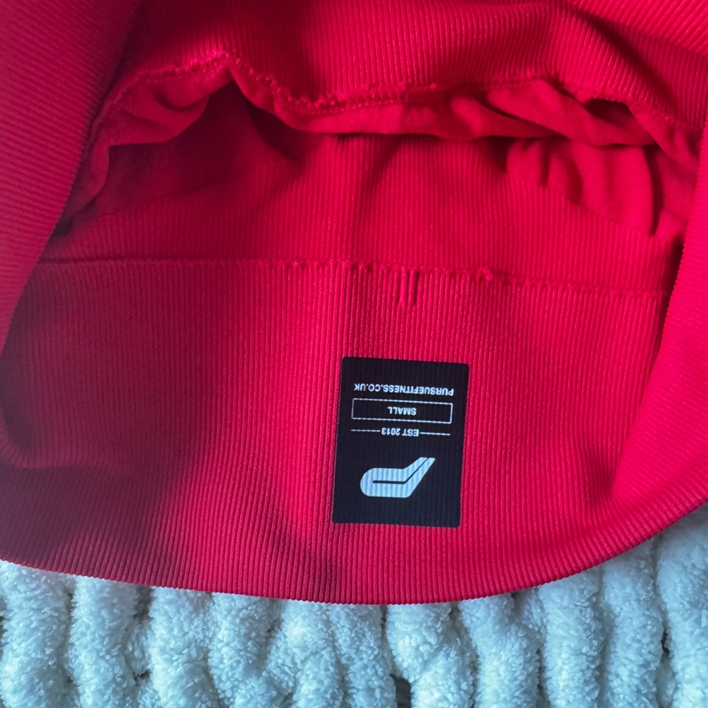 Red Leggings Solid Fabric Pants - image 5